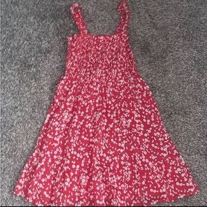 Red and floral dress